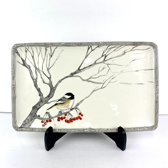 Global Design Connections by Kate Williams Winter Chicadee Platter